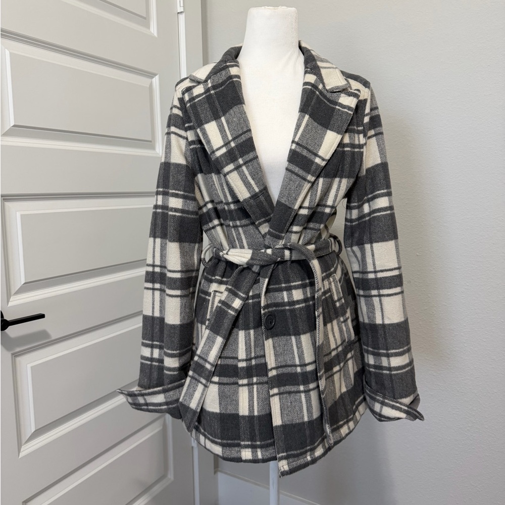 Jou Jou Gray and White Plaid Jacket
